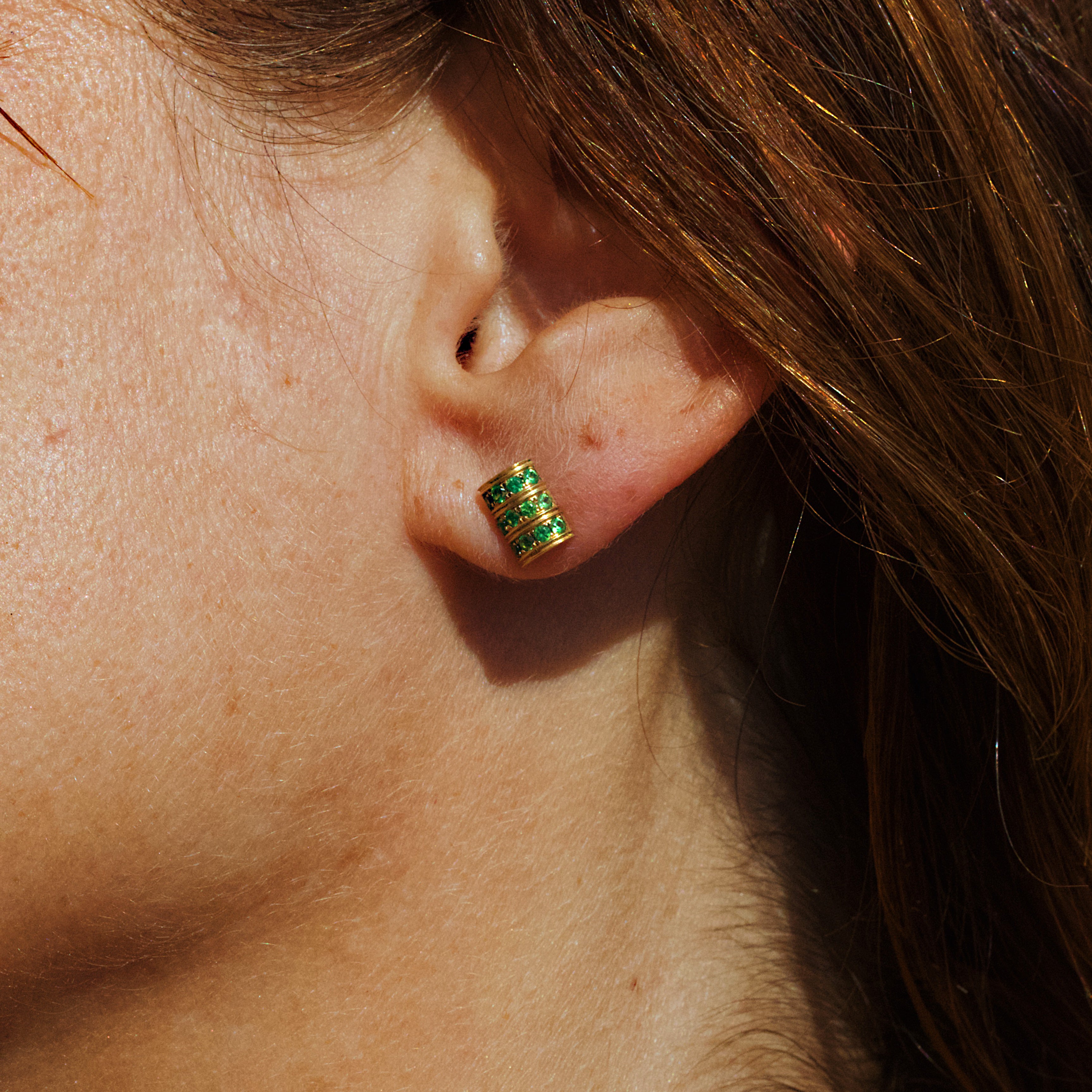 Boucles “3 Grammes”, Or Jaune, Tsavorite