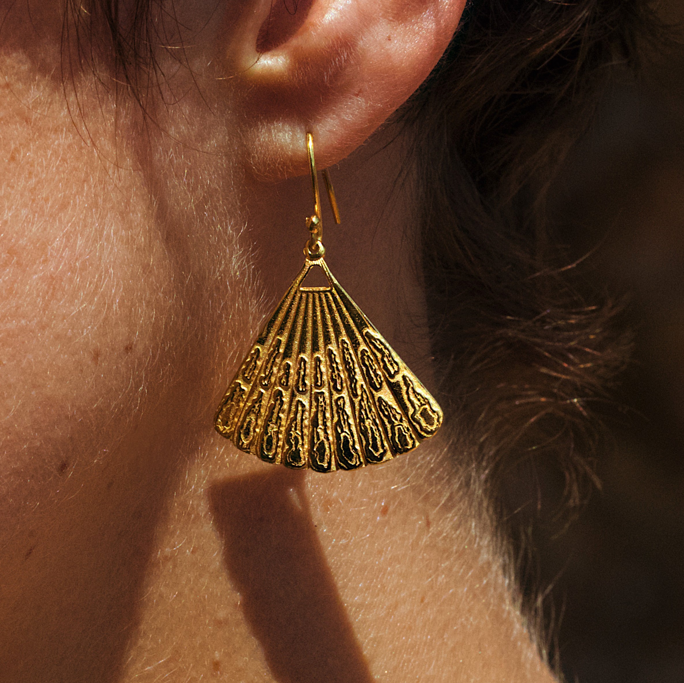 Boucles “Licmophora”, Argent Plaqué Or