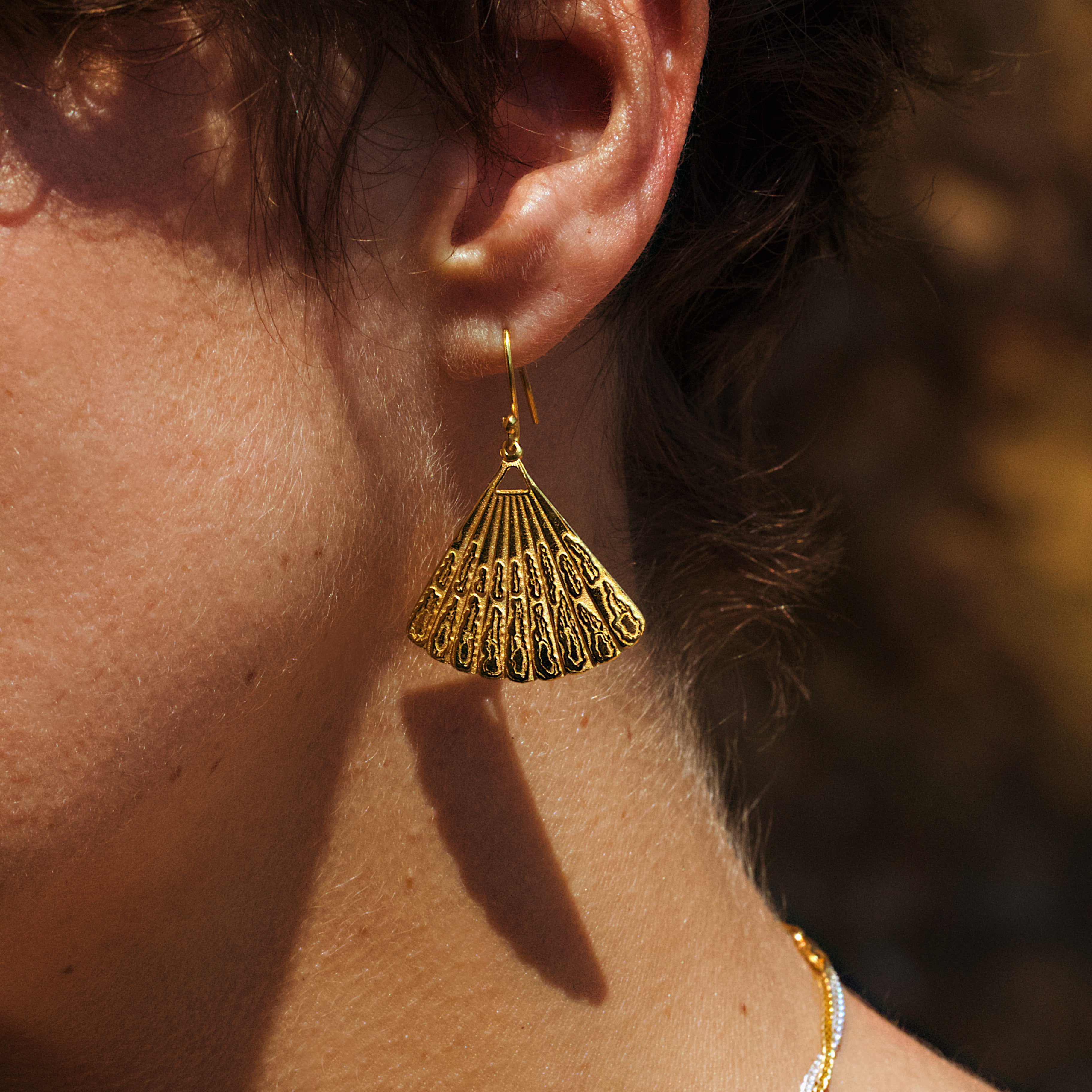 Boucles “Licmophora”, Argent Plaqué Or