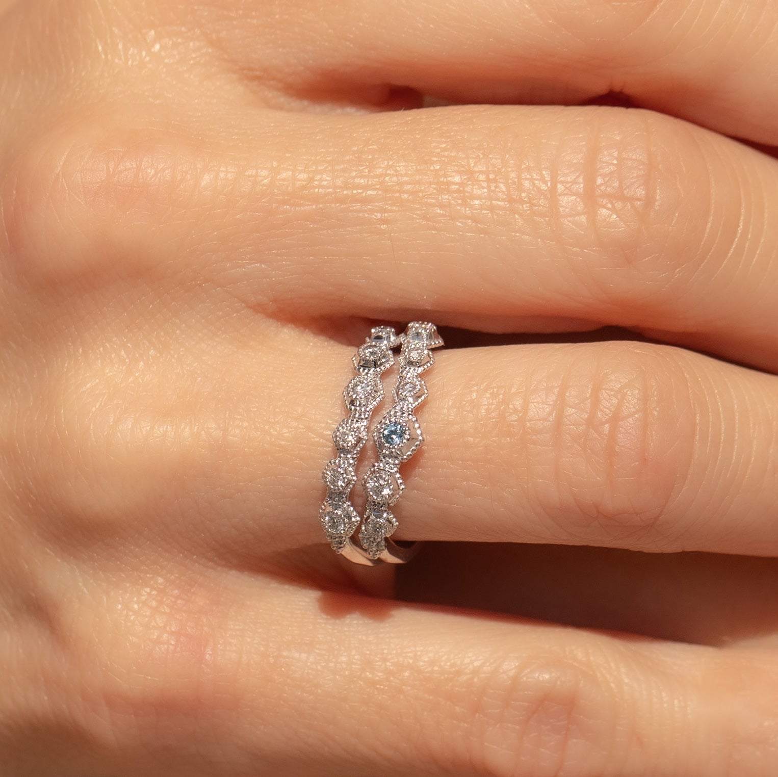 Bague Fiançailles Stellaire, Or, aigue-marine & diamants
