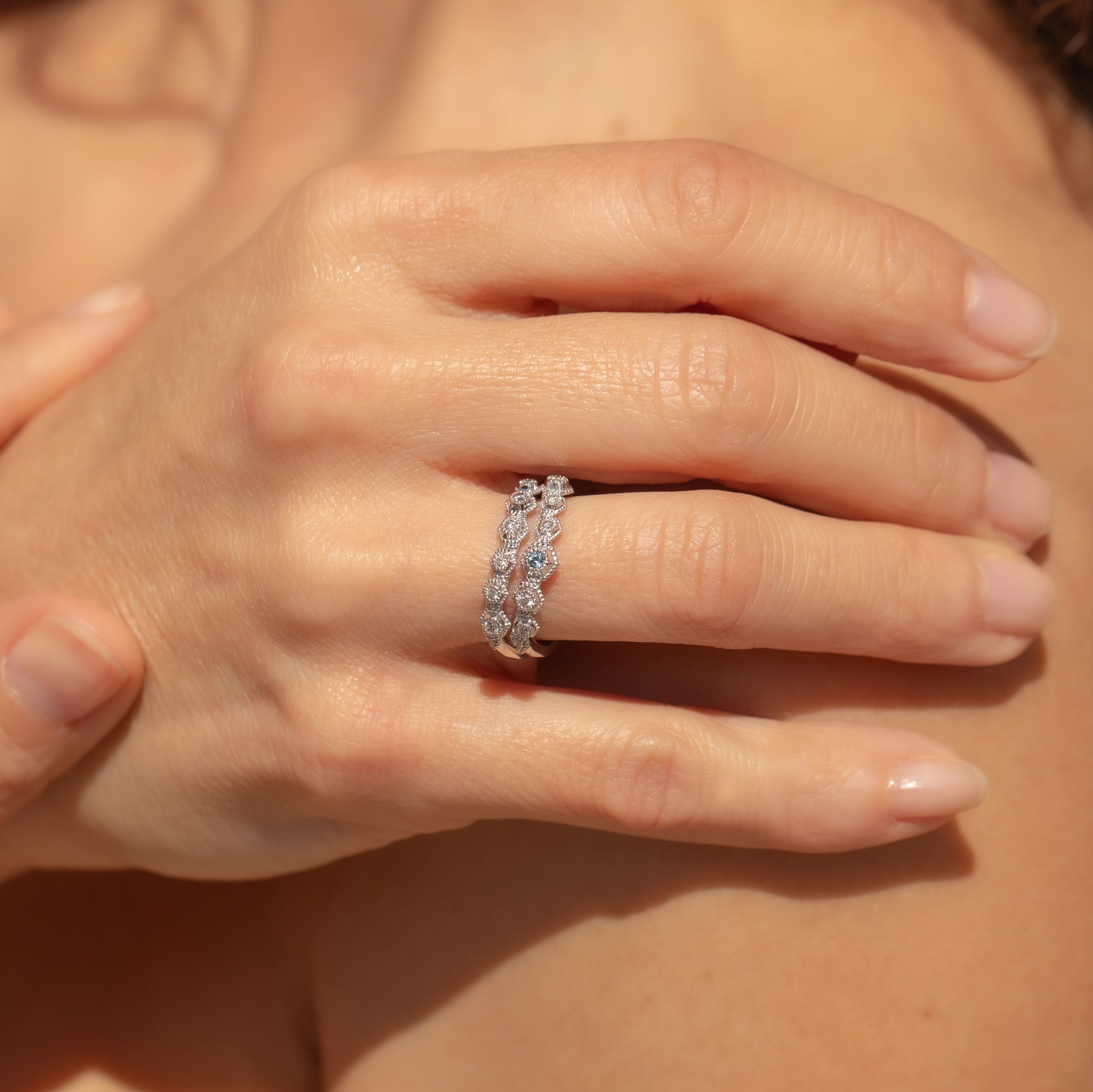 Bague Fiançailles Stellaire, Or, aigue-marine & diamants