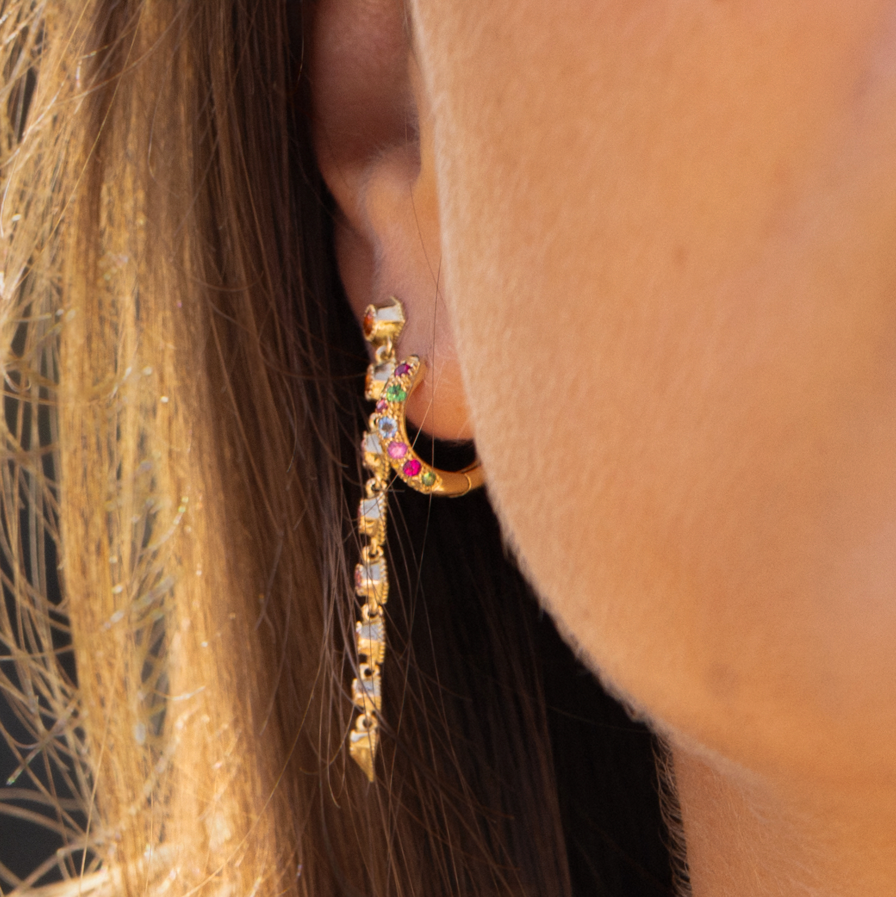 Boucles Stellaires n°8, Or, rose-orange-jaune