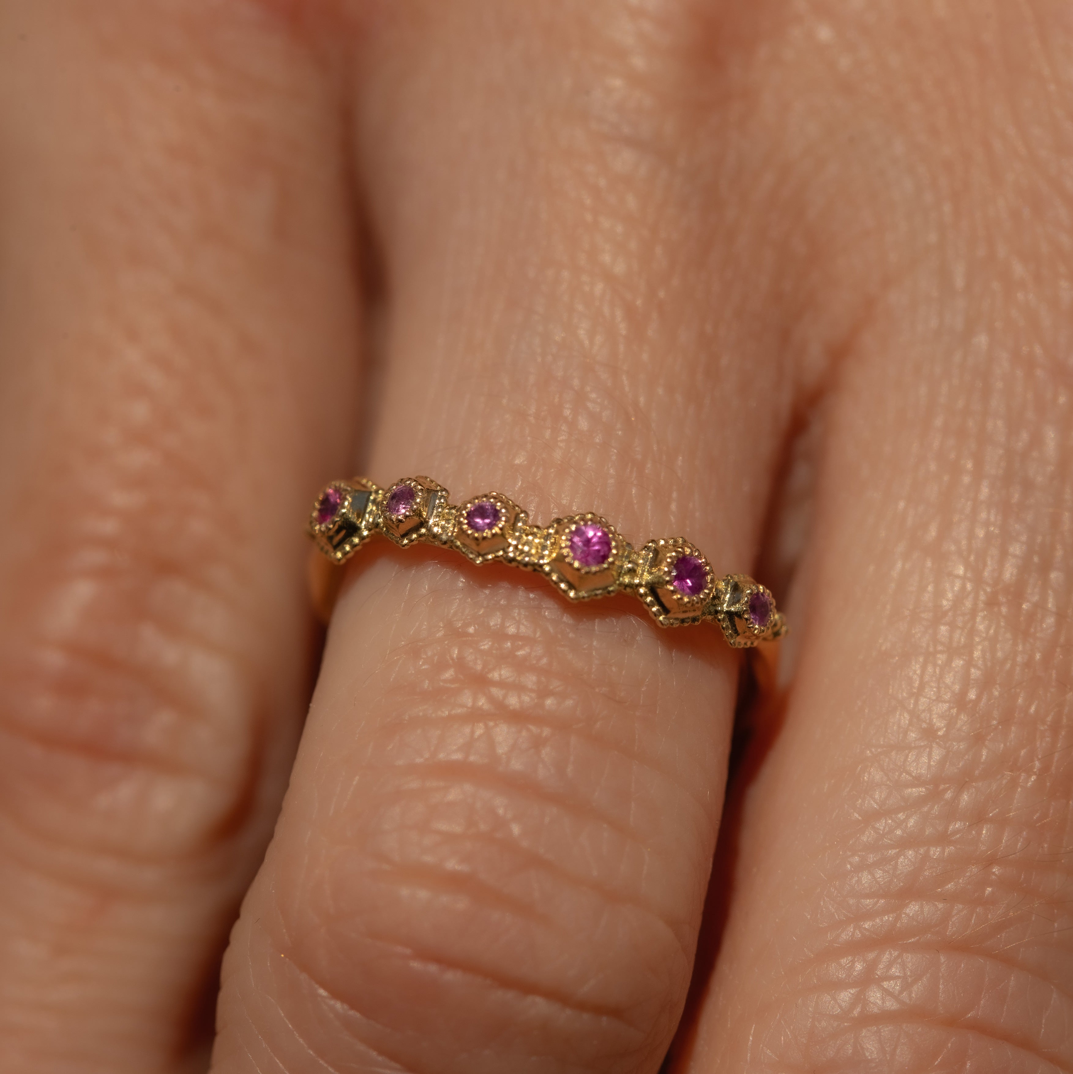 Bague Stellaire, Or, Saphir Rose