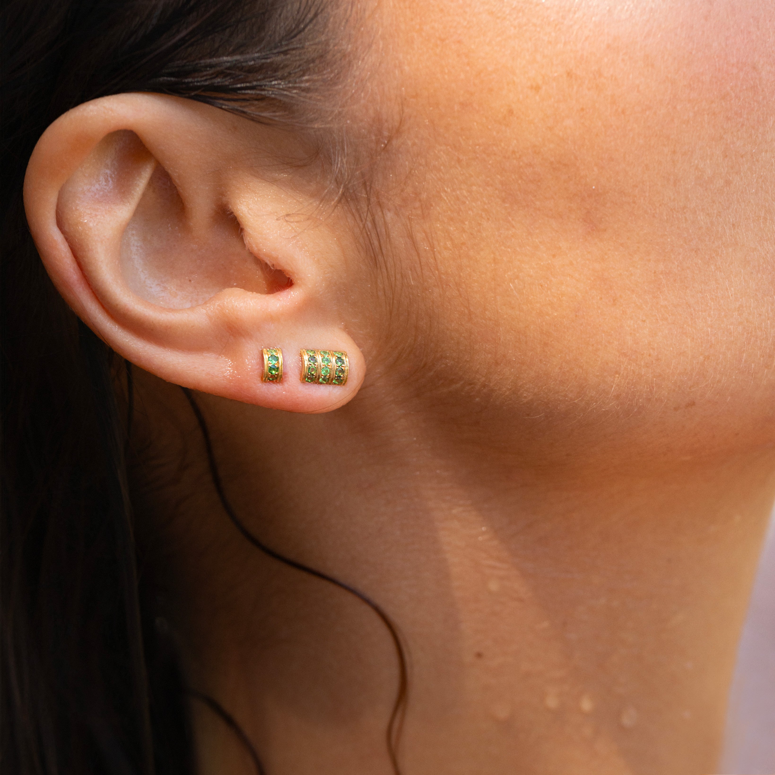 Boucles “3 Grammes”, Or Jaune, Tsavorite