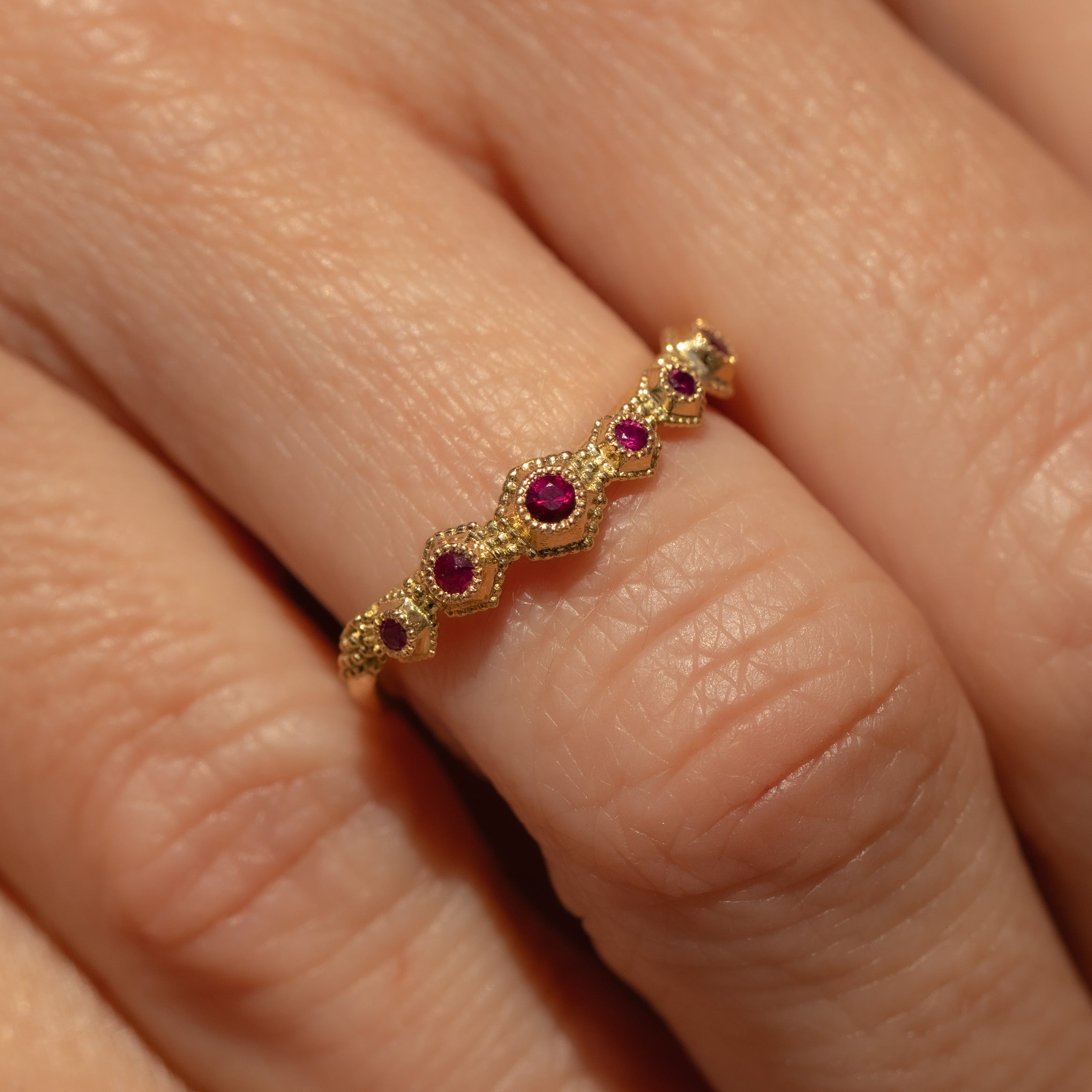 Stellar Ring, Yellow Gold, Rubies