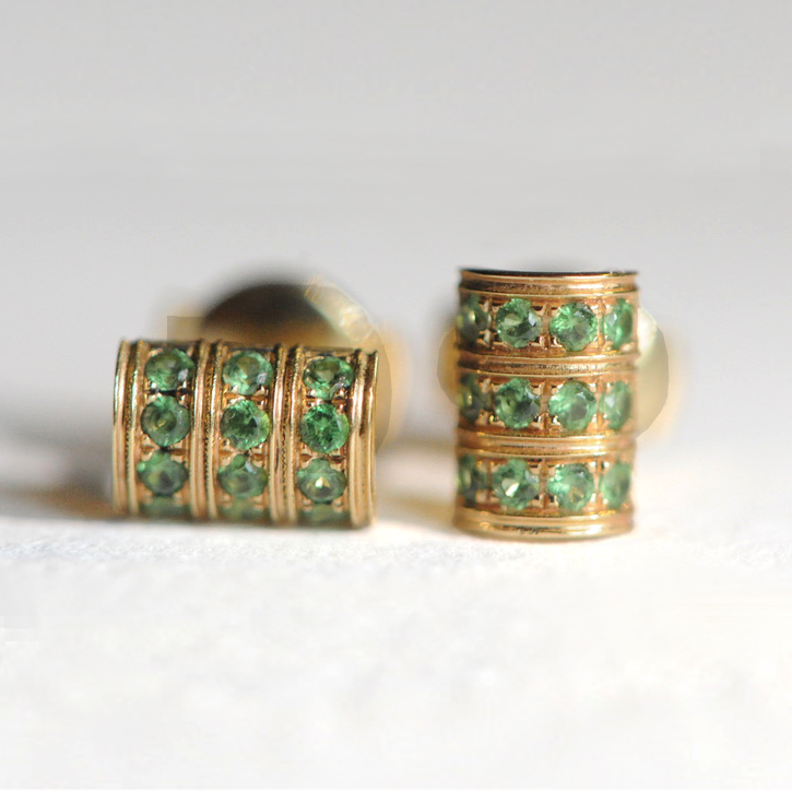 Boucles “3 Grammes”, Or Jaune, Tsavorite