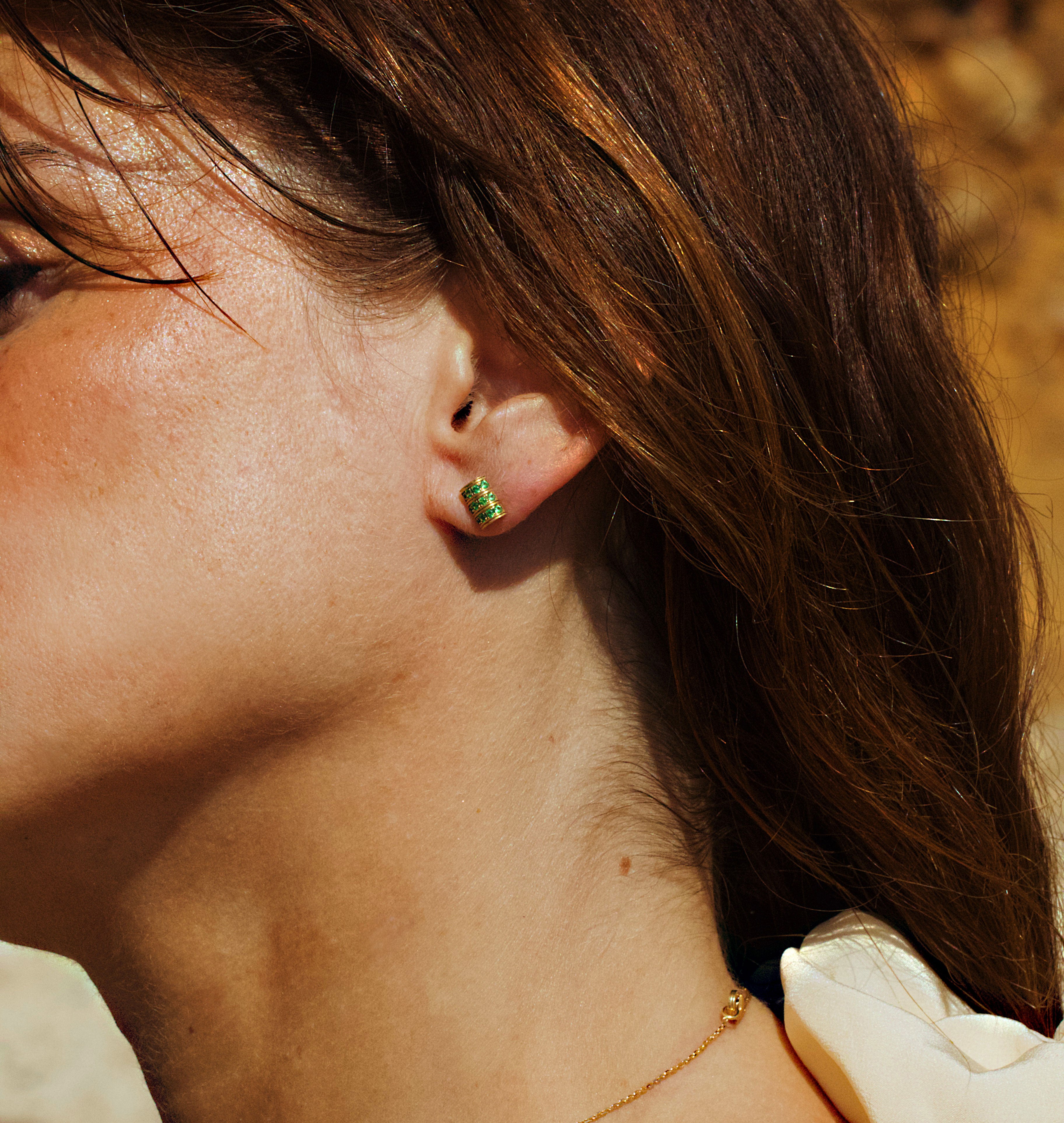 Boucles “3 Grammes”, Or Jaune, Tsavorite