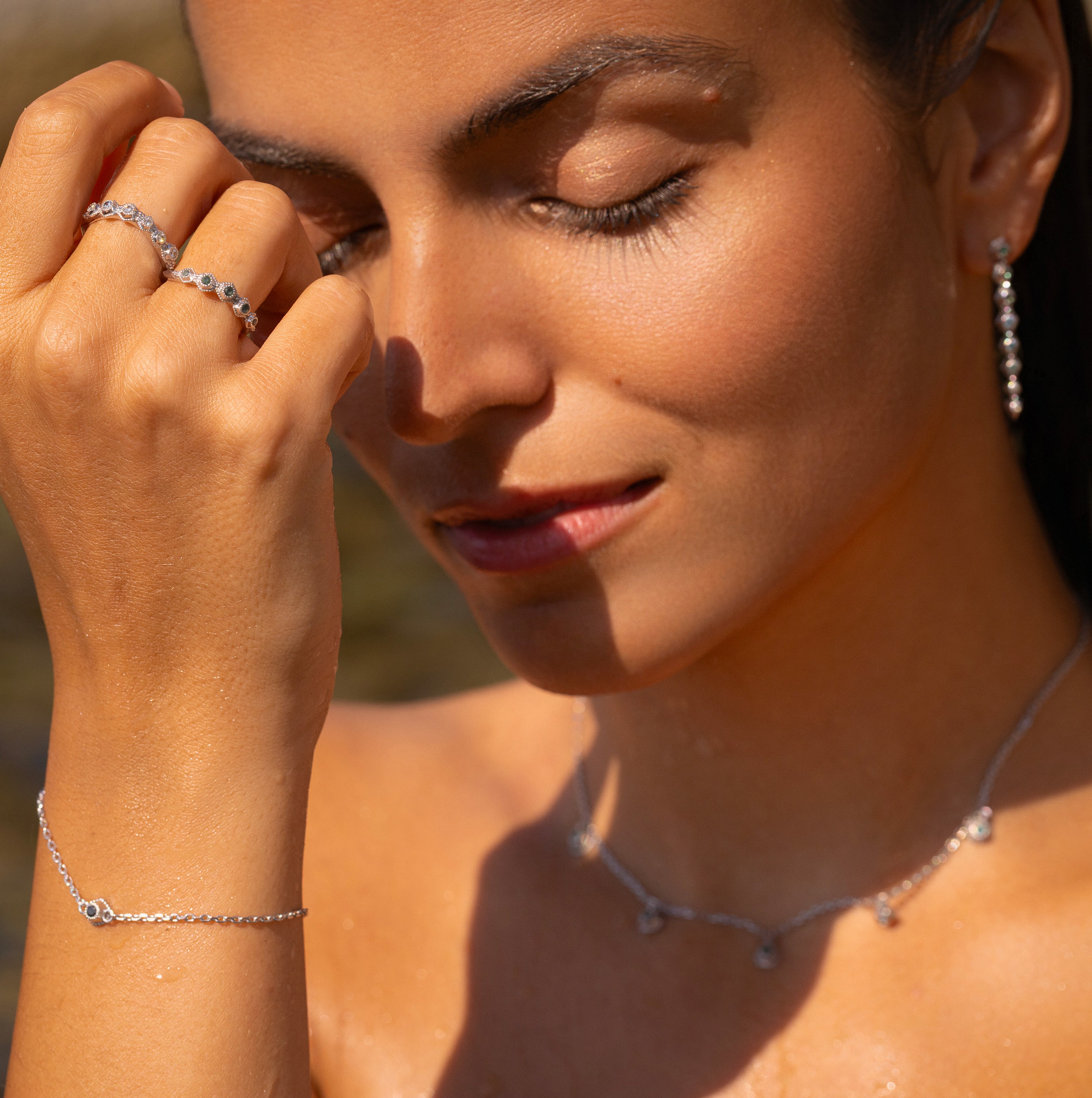 Bracelet Stellaire, Argent, Diamant noir