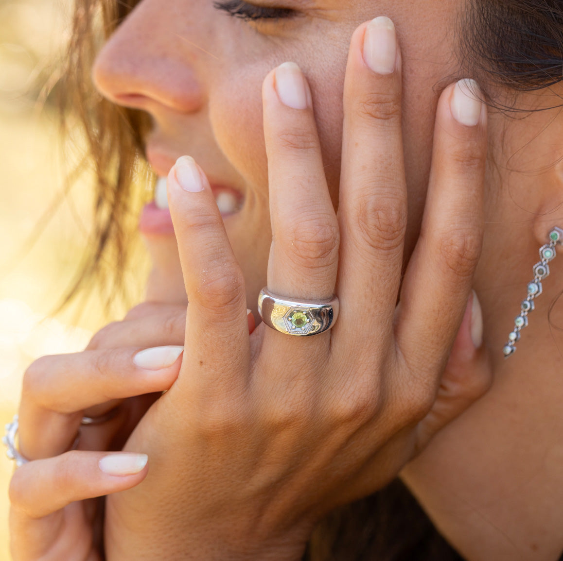 Bague Cocktail, Argent, Péridot