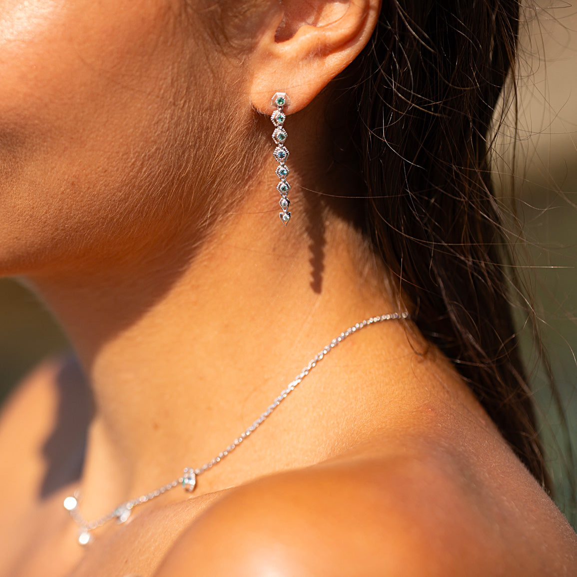 Boucles Stellaires n°8, Argent, Tourmalines vertes