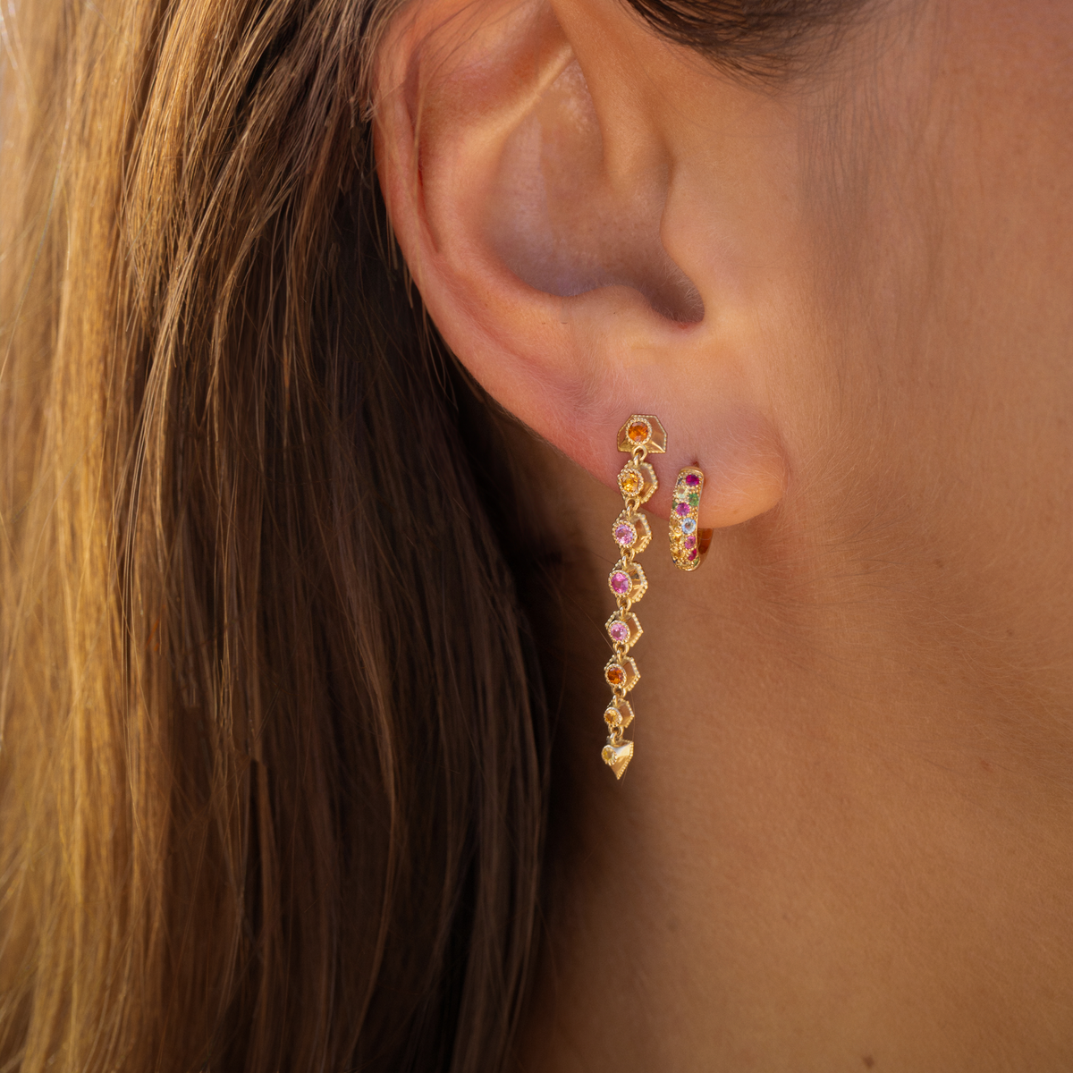 Boucles D'oreilles Pendantes Île Ô Perles – Grappe De Nacre Rose, Jaune Et Blanc (neuves)