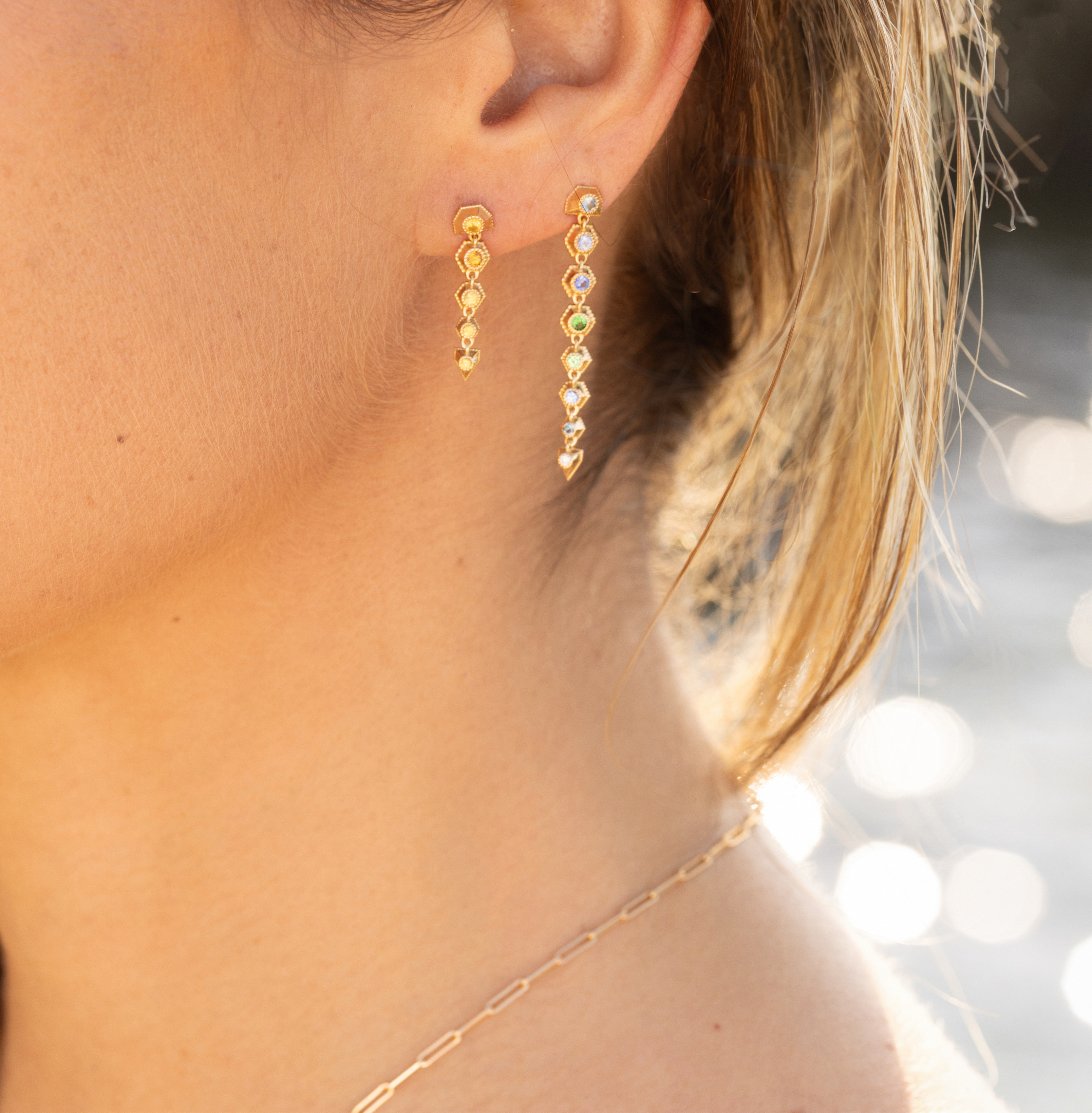 Stellar Earrings n°8, Blue & Green gradients