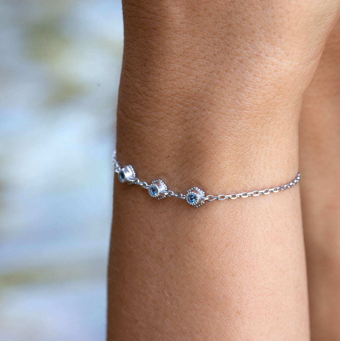 Bracelet Stellaire n°3, Argent, Aigues-Marines