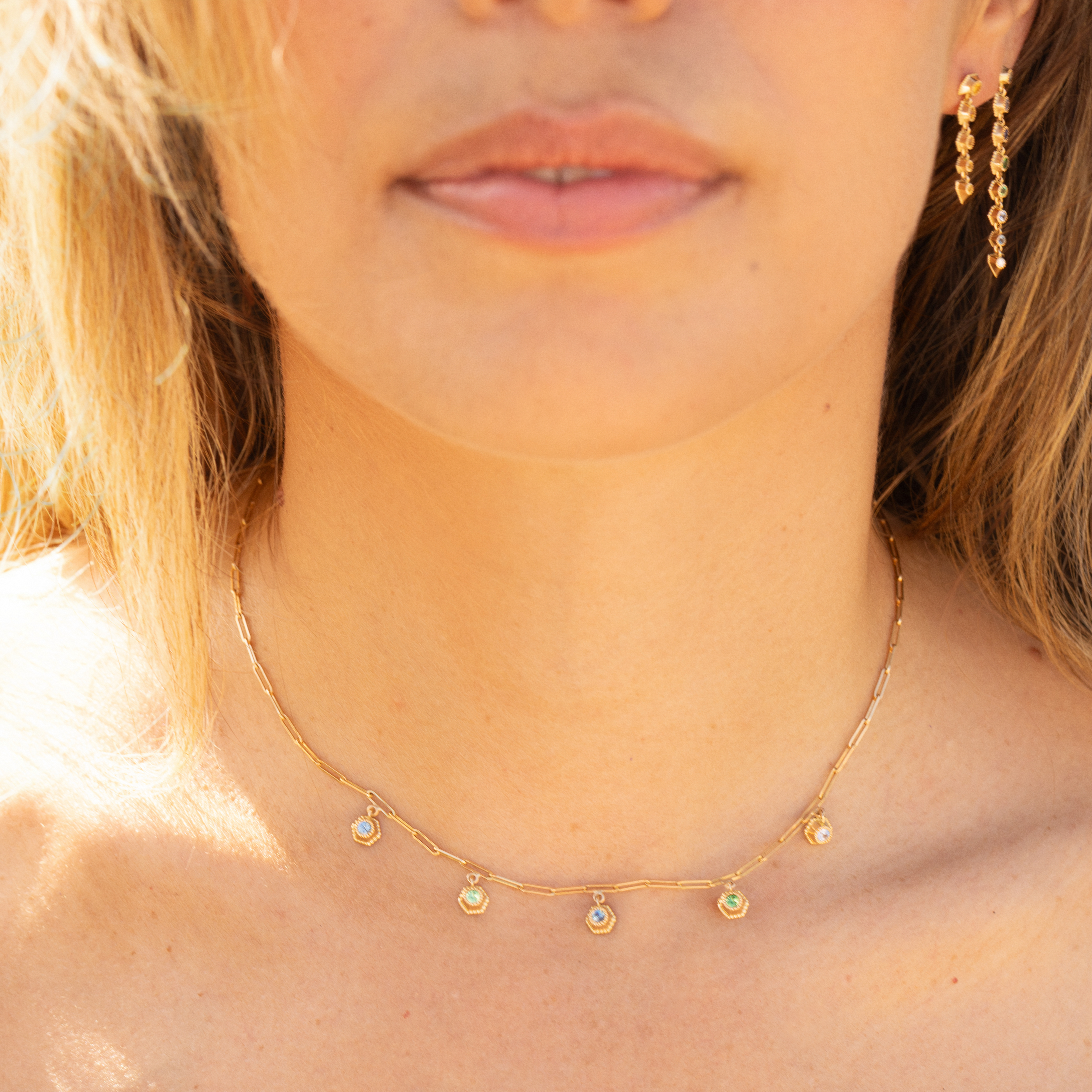 Stellar Necklace n°5, Blue & Green gradients