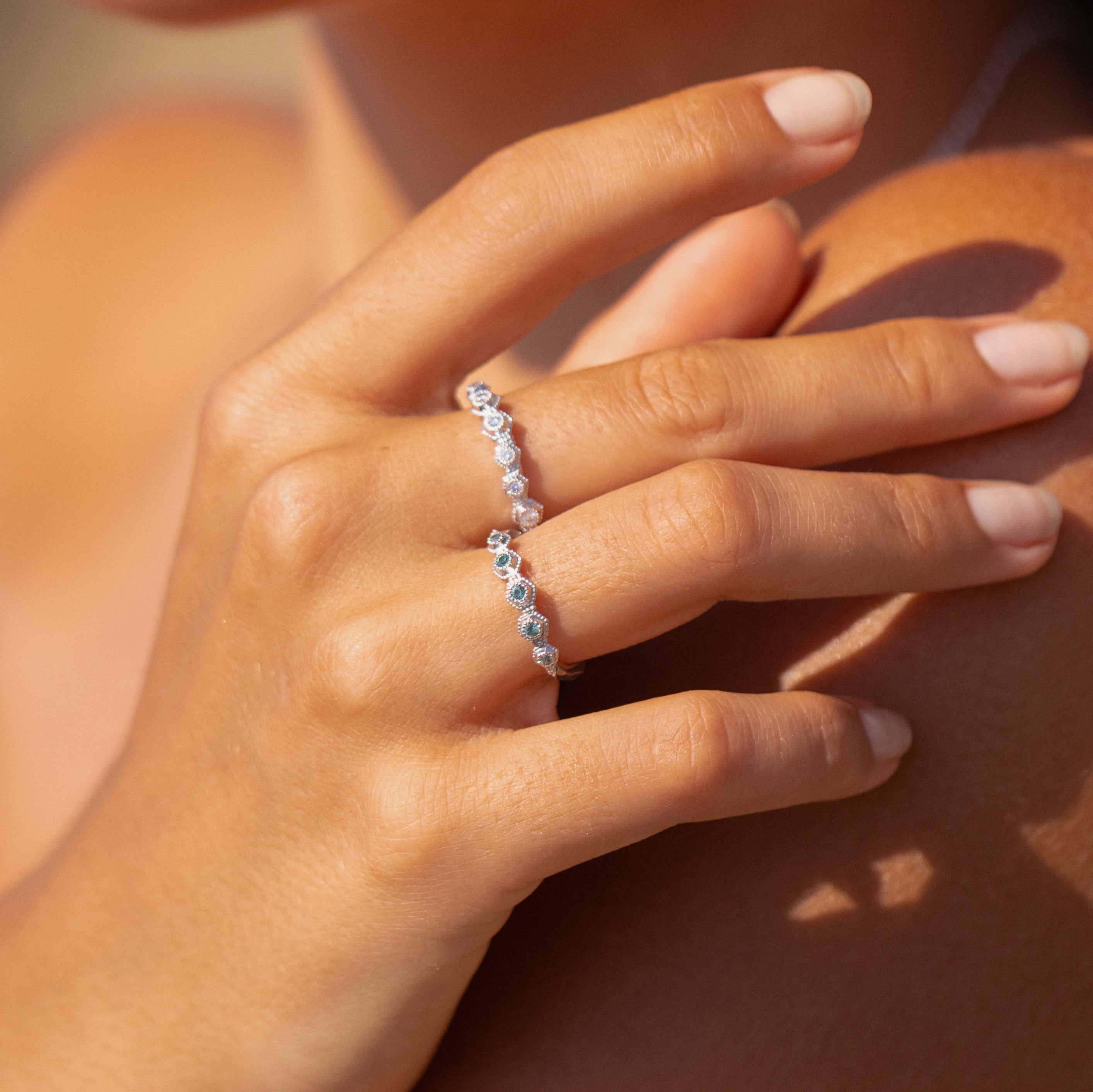 Bague Stellaire, Argent, Pierres fines