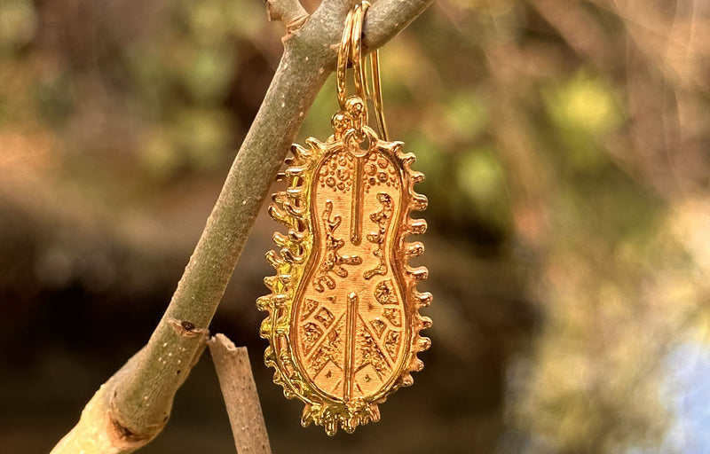 Licmophora earrings, 24 kt Gold Plated